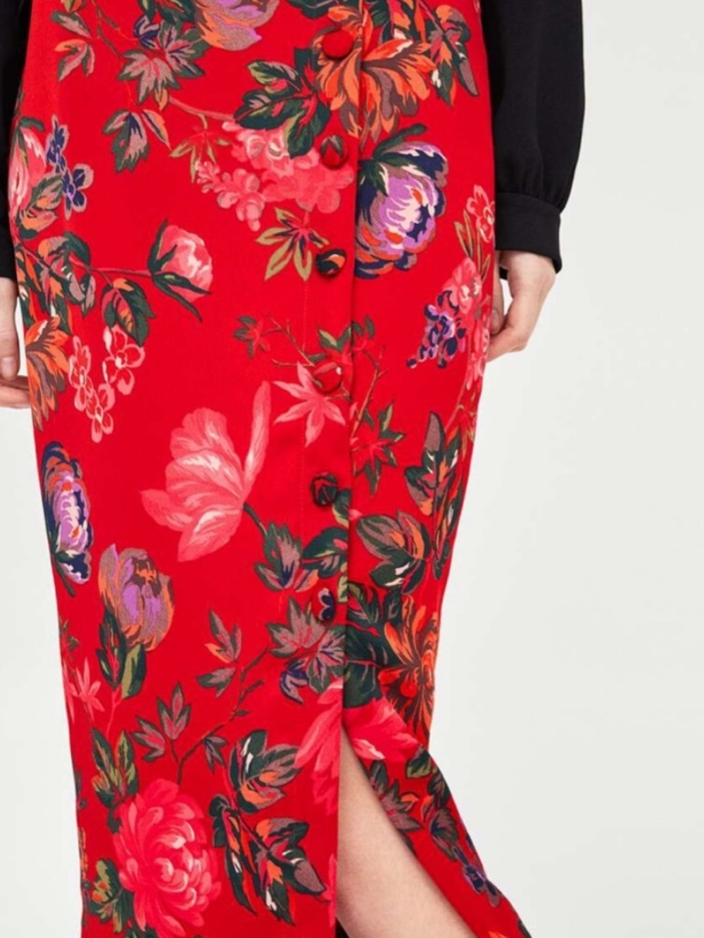 EUC Zara Floral Pencil Midi Skirt with Slit Small